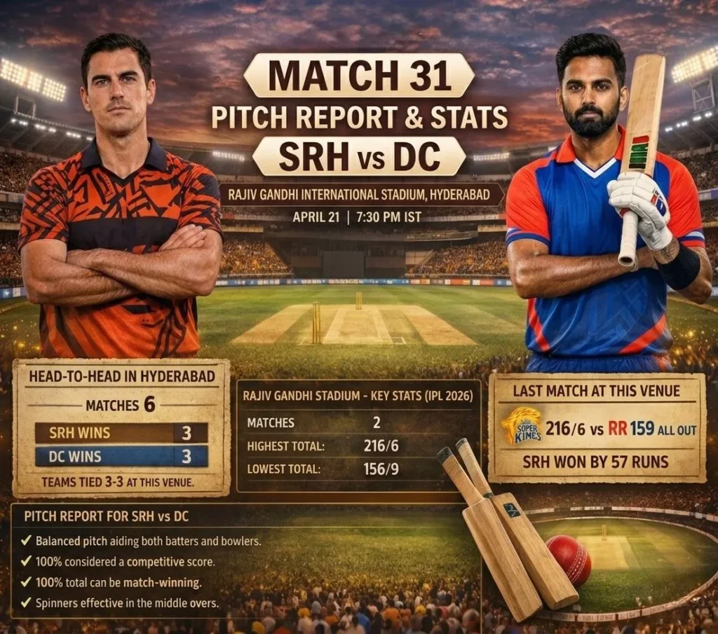 SRH vs DC IPL 2026 prediction pitch report match analysis