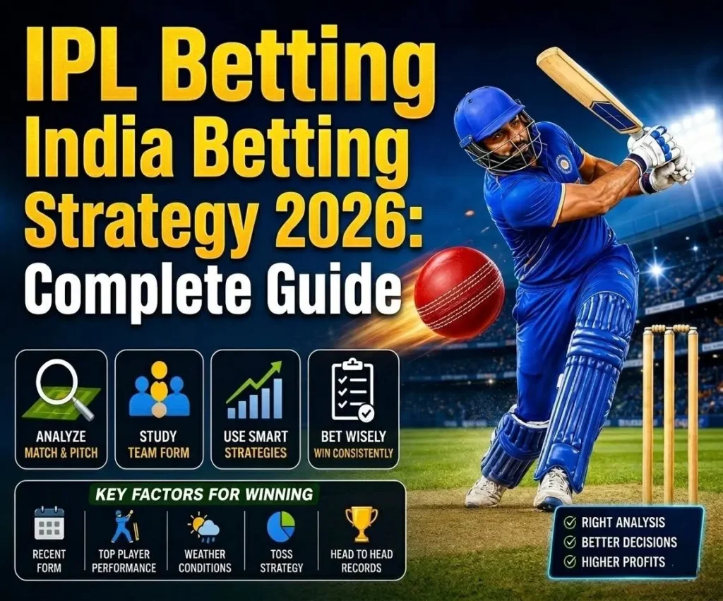 IPL Betting India Betting Strategy guide featuring IPL betting tips, live betting strategies, match analysis, bankroll management, toss impact, and cricket betting insights for IPL 2026.